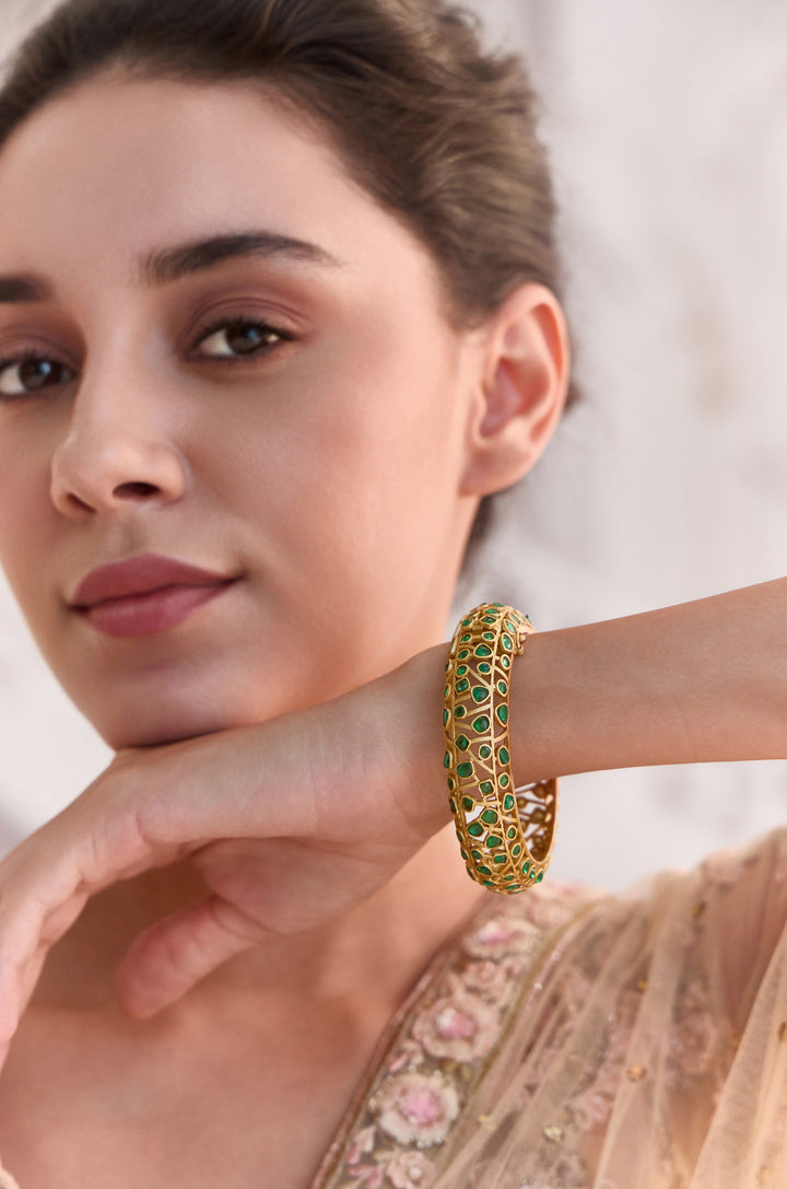 Anjuna Green Polki Bangle
