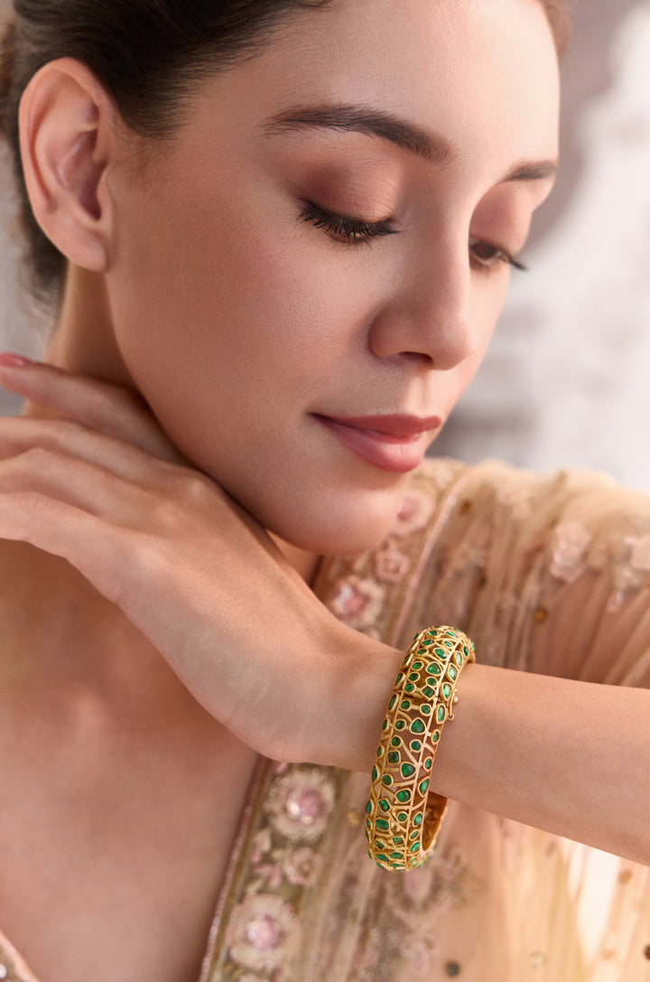 Anjuna Green Polki Bangle