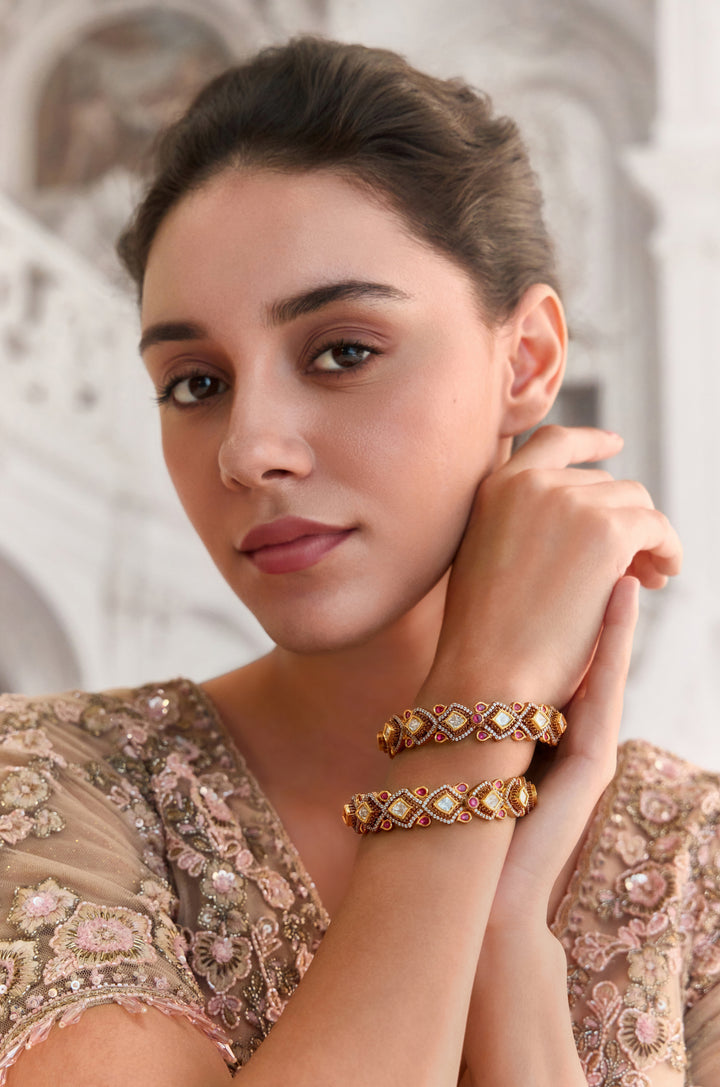 Zarmin Polki Bangles- Set of 2