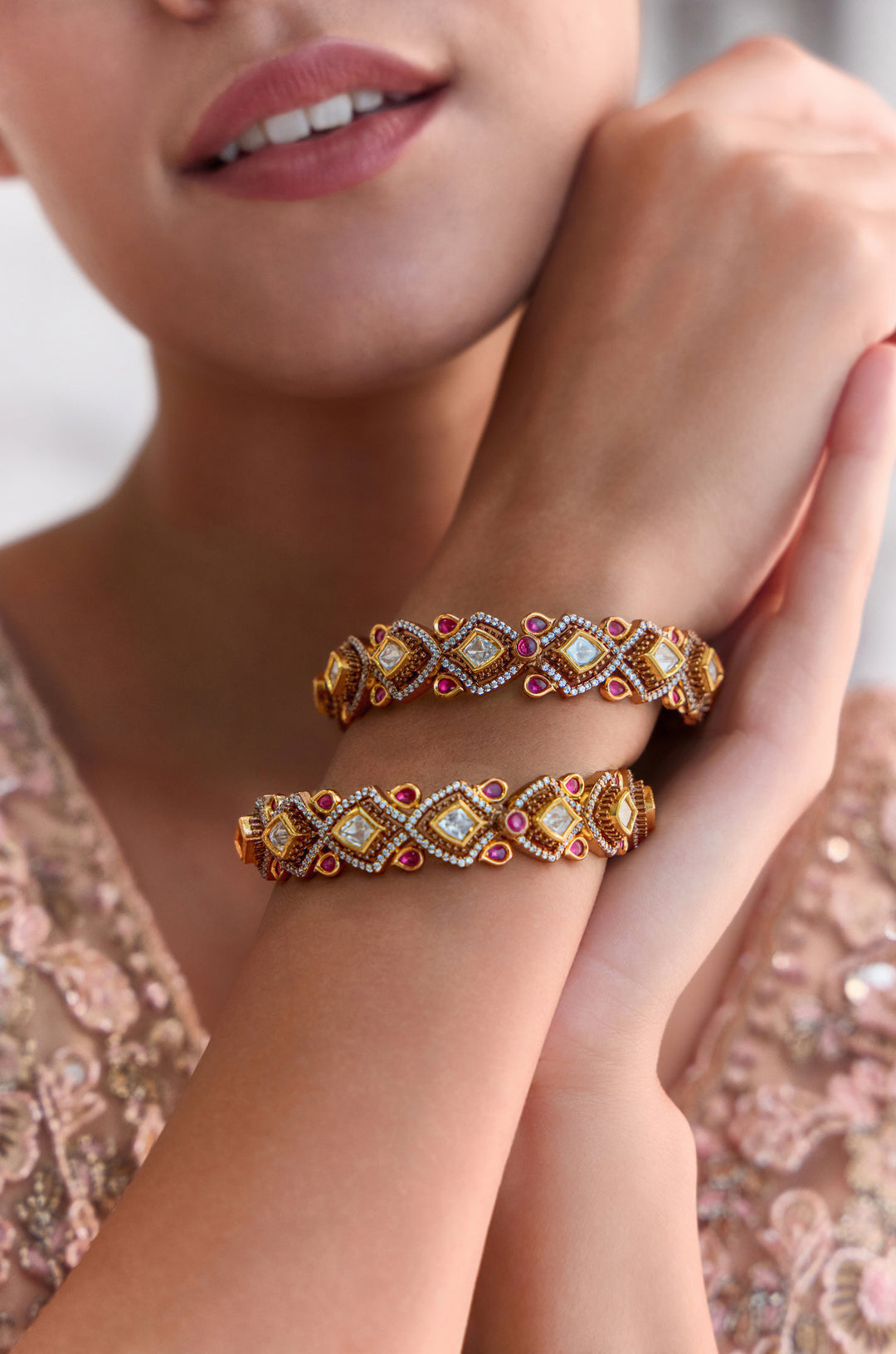 Zarmin Polki Bangles- Set of 2