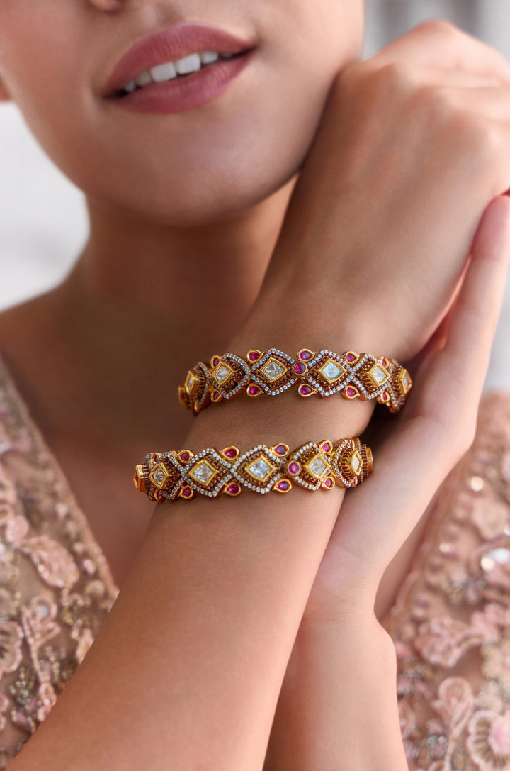 Zarmin Polki Bangles- Set of 2