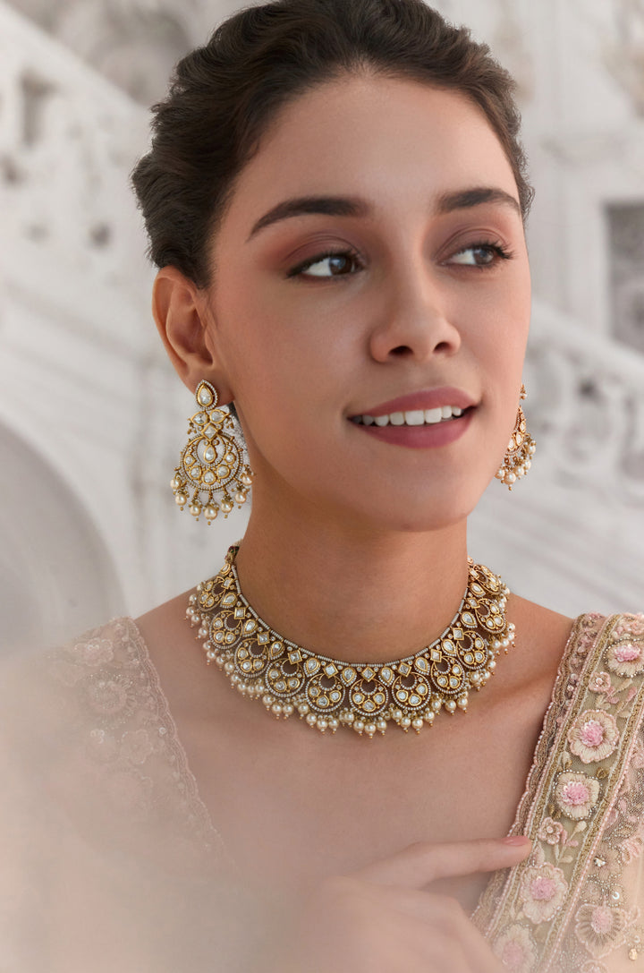 Gul Polki And Pearl Necklace Set