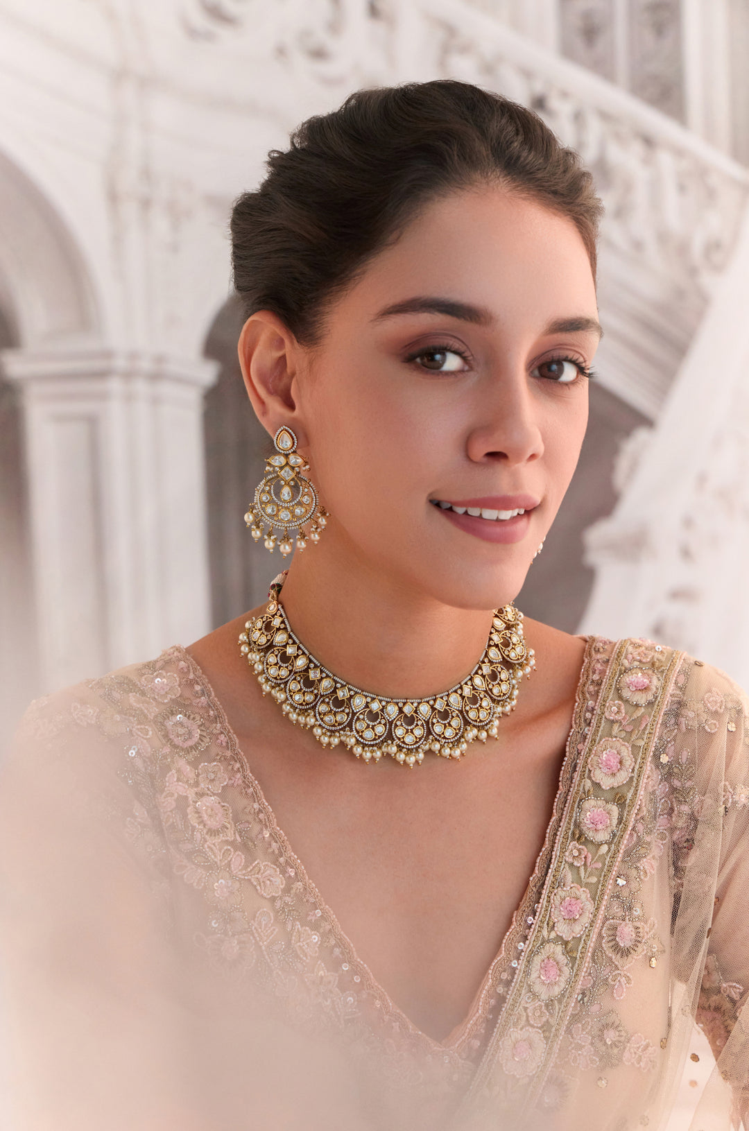 Gul Polki And Pearl Necklace Set