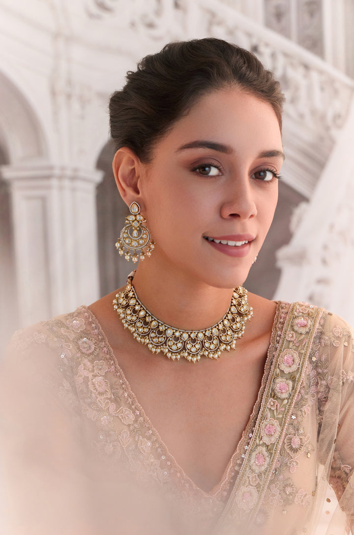 Gul Polki And Pearl Necklace Set