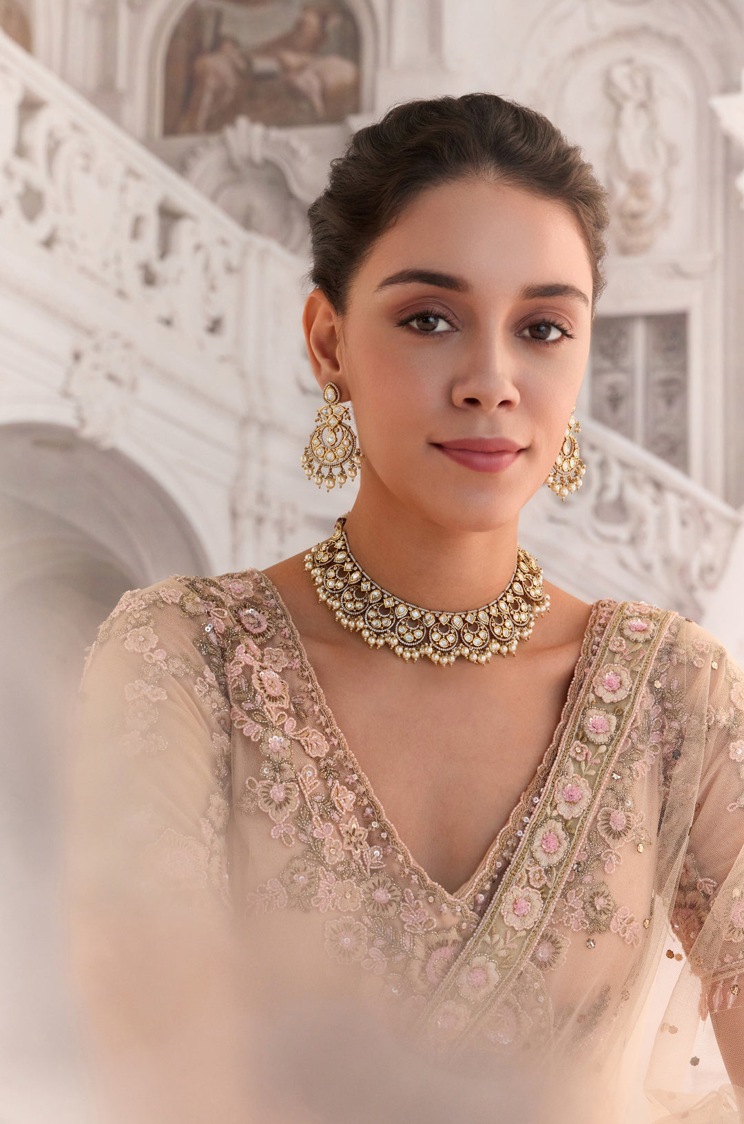 Gul Polki And Pearl Necklace Set