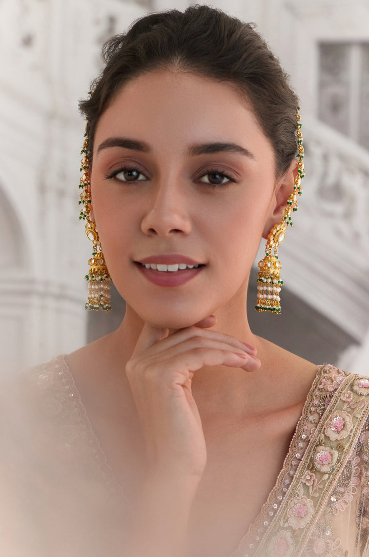 Debbie Kundan Statement Jhumka Earrings
