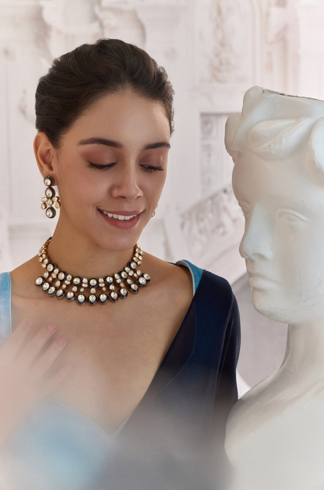 Payal Blue Polki Necklace Set