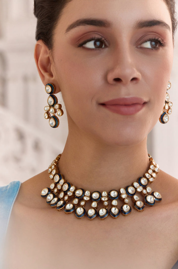 Payal Blue Polki Necklace Set