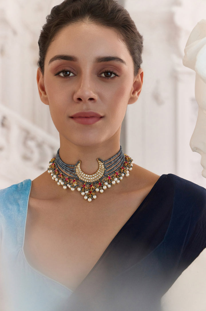 Neelambari Crescent Choker Necklace