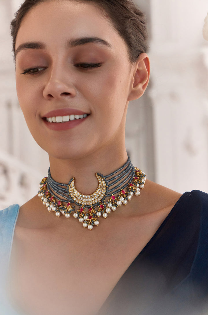 Neelambari Crescent Choker Necklace