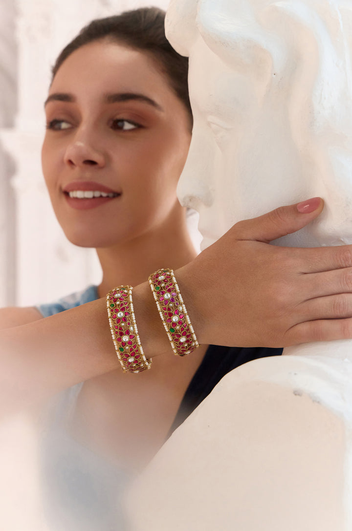 Zaika Kundan Bangles- Set of 2