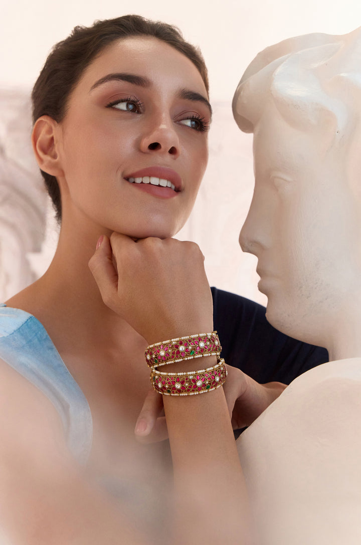 Zaika Kundan Bangles- Set of 2