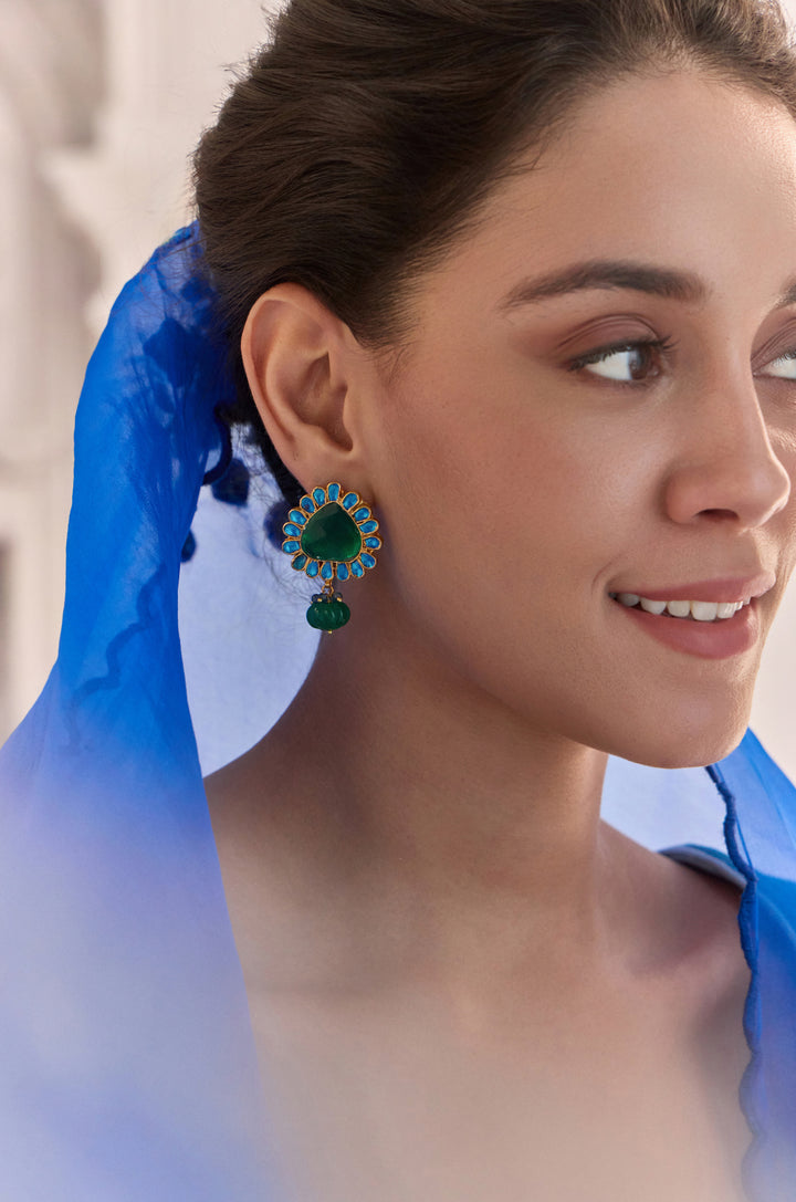 Kavi Green Kundan Earrings