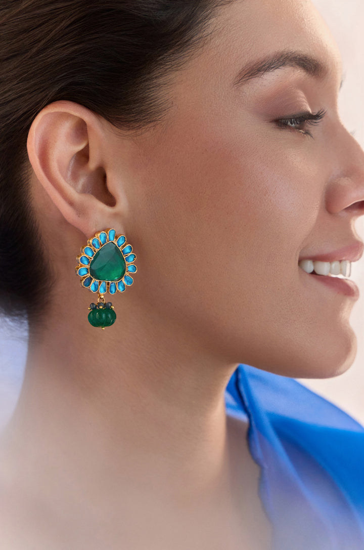 Kavi Green Kundan Earrings