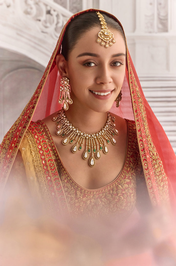 Aariz Green Polki Necklace Set