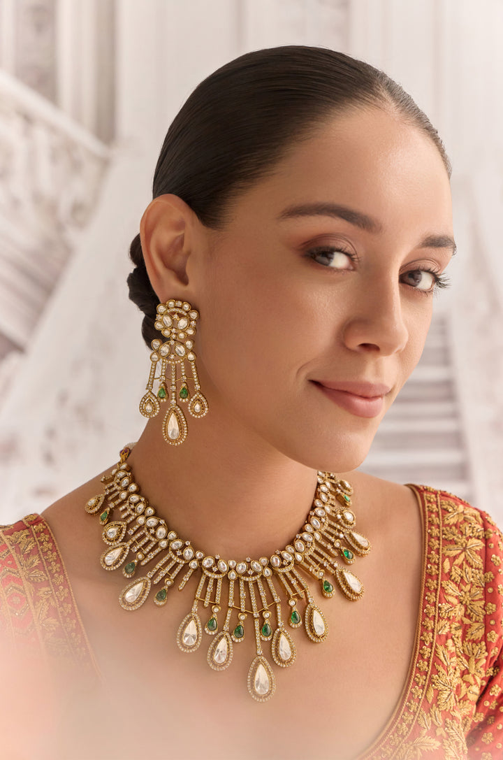 Aariz Green Polki Necklace Set