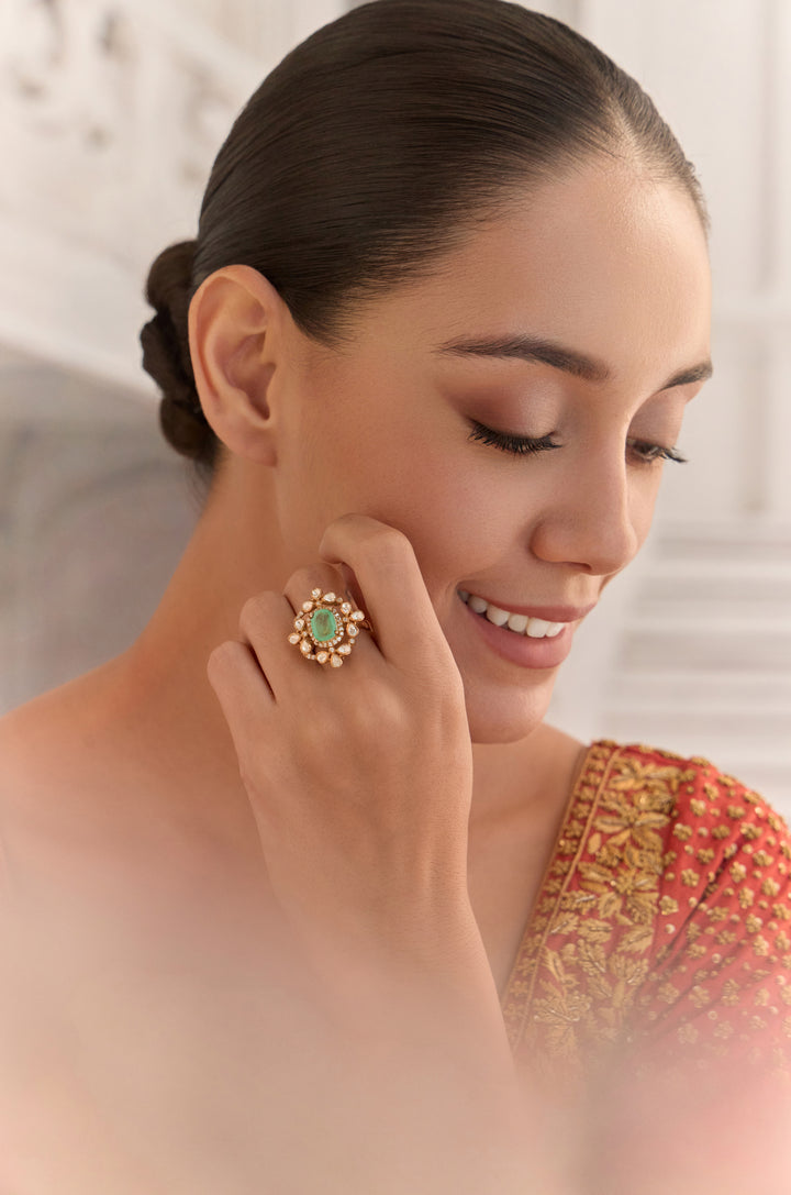 Isha Mint Polki Silver Ring