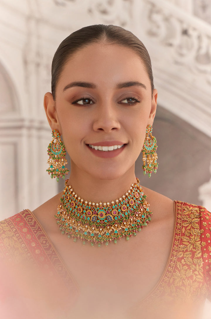 Orisha Turquoise Kundan Necklace Set