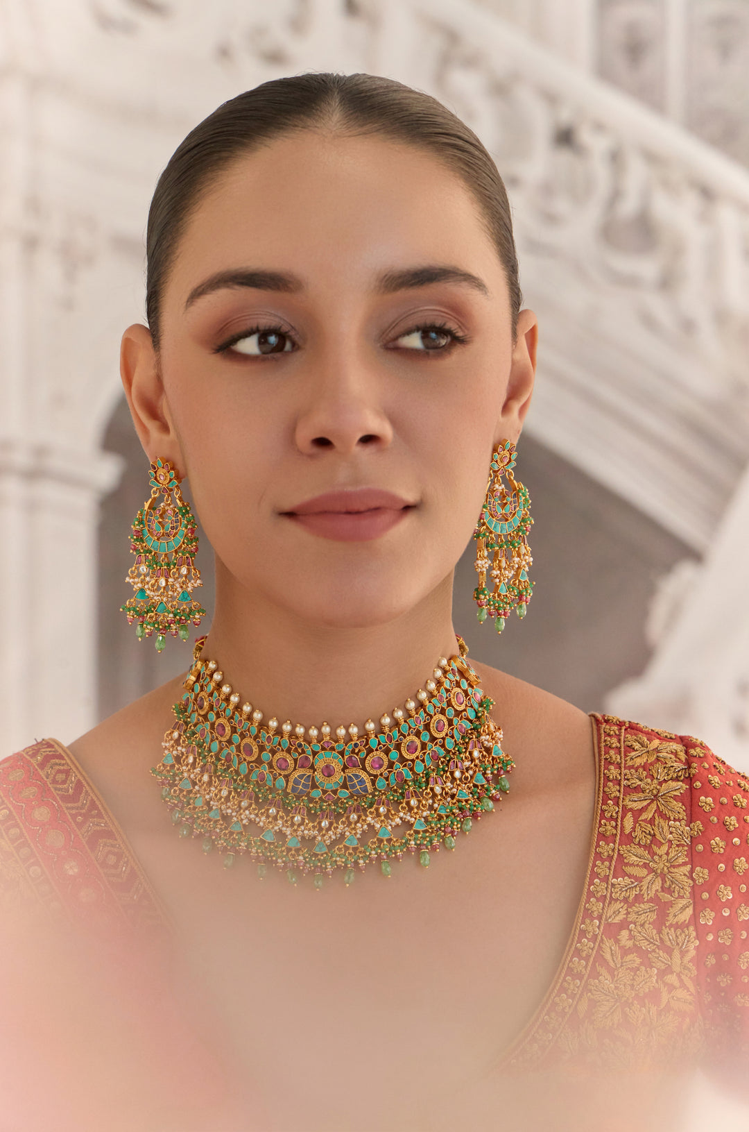 Orisha Turquoise Kundan Necklace Set
