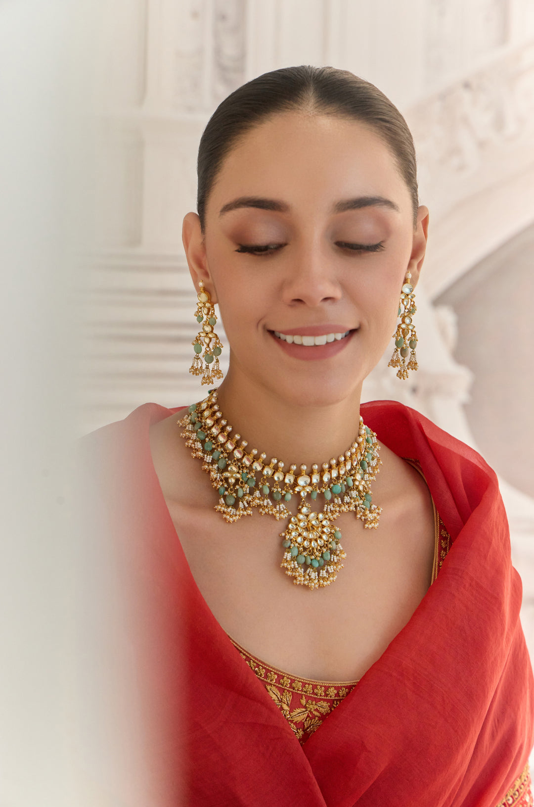 Neelam Kundan Necklace Set