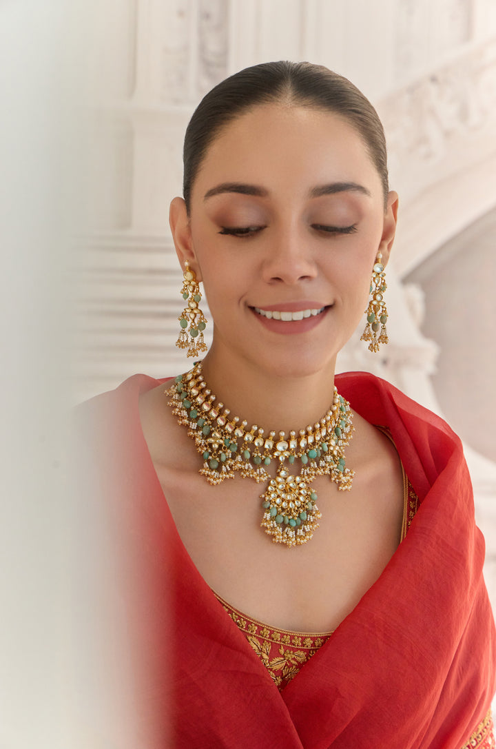 Neelam Kundan Necklace Set