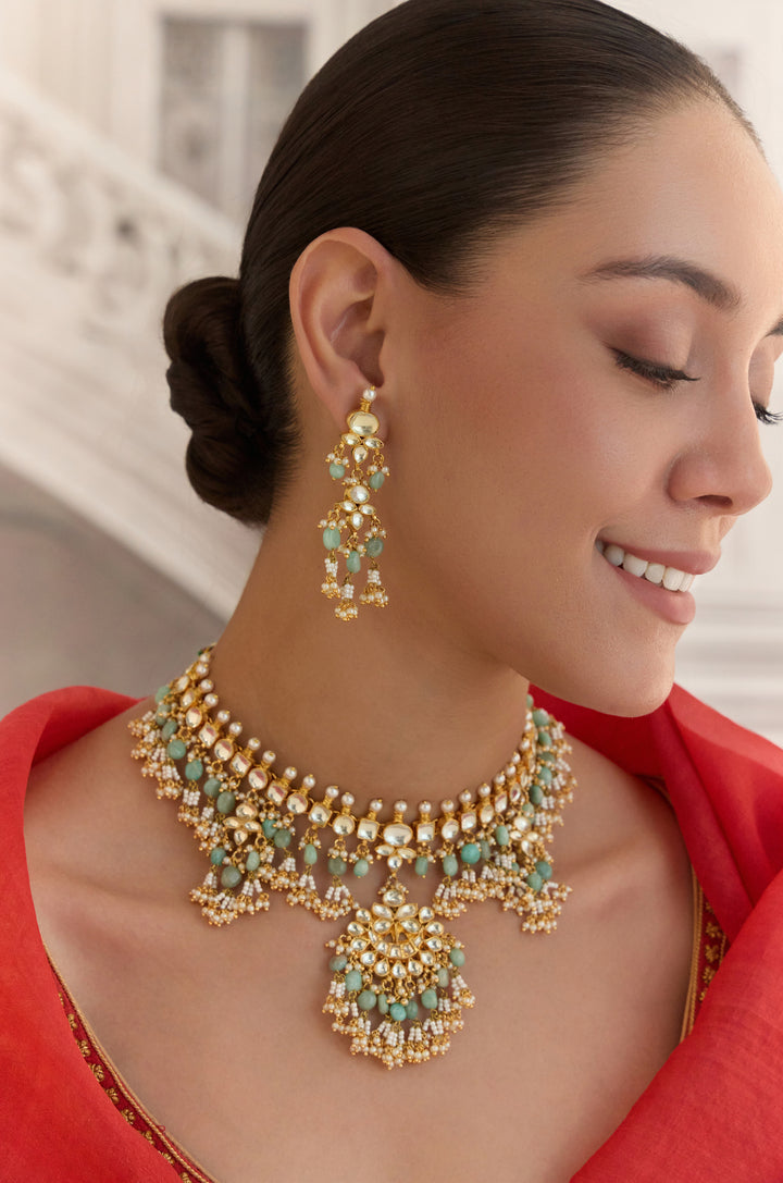 Neelam Kundan Necklace Set