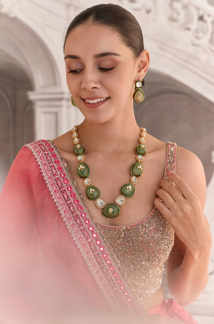 Jagvi Mint Polki Necklace Set