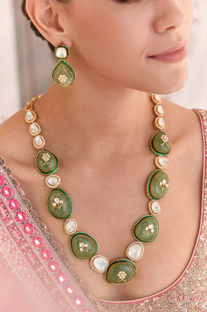 Jagvi Mint Polki Necklace Set