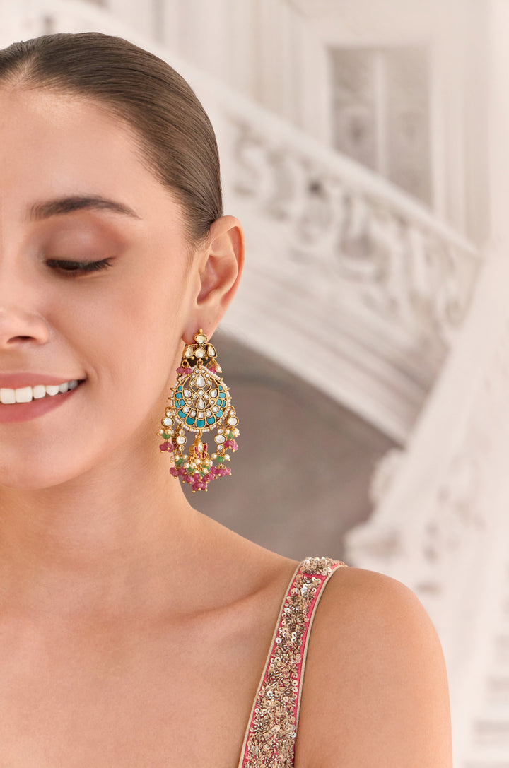 Mayuri Multicolored Kundan Earrings