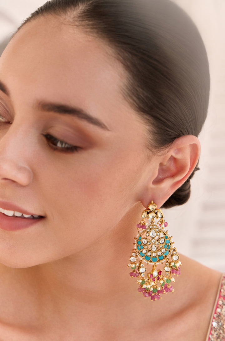 Mayuri Multicolored Kundan Earrings
