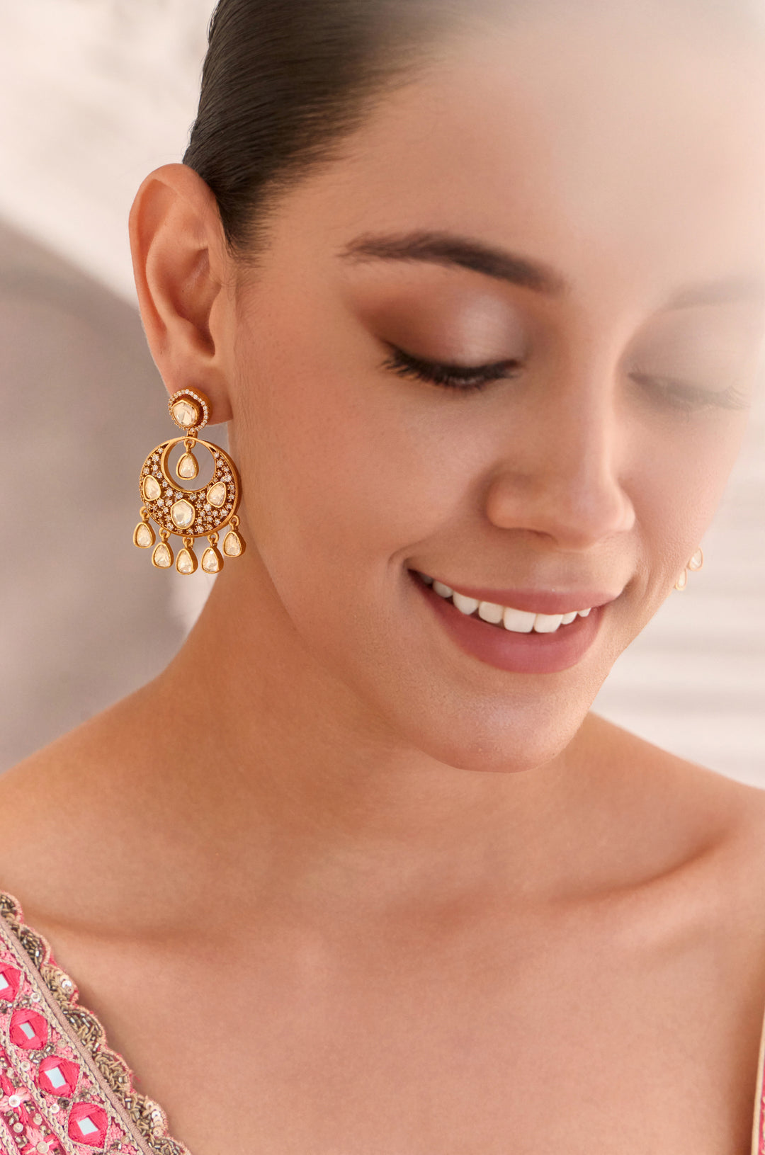 Sachi Polki Chandbali Earrings