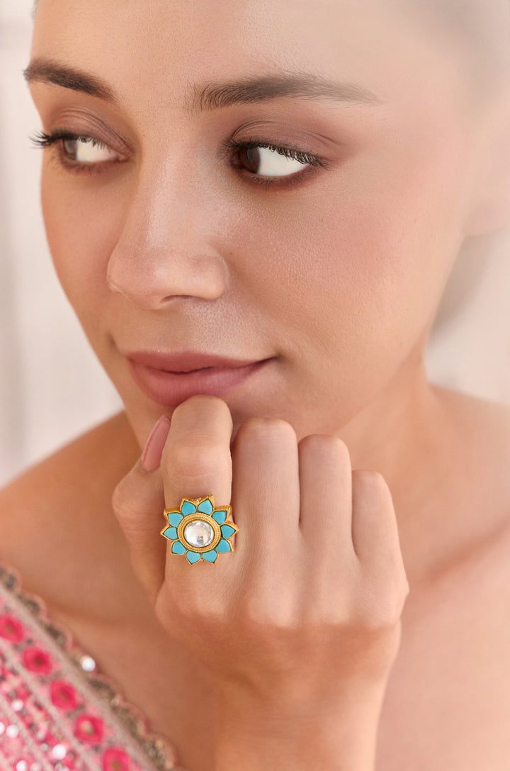 Pavani Turquoise Kundan Ring