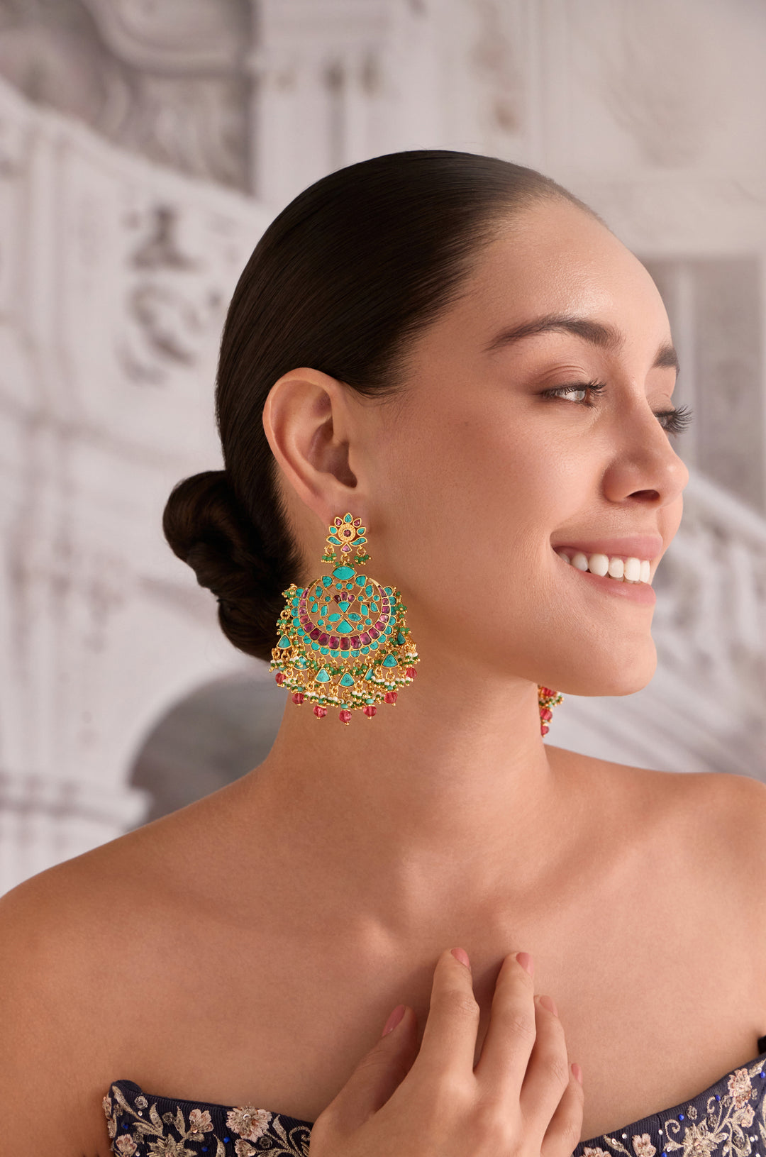 Aaira Turquoise Kundan Earrings