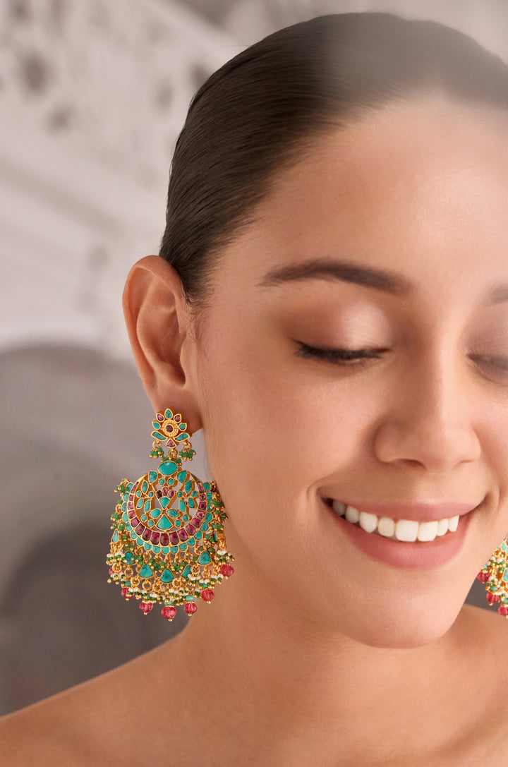 Aaira Turquoise Kundan Earrings