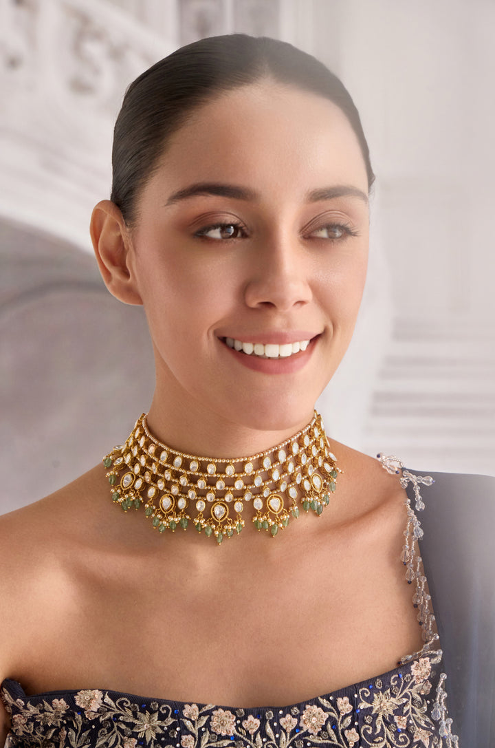 Mint Polki Silver Necklace