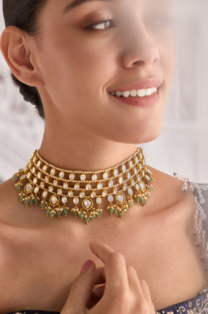 Mint Polki Silver Necklace