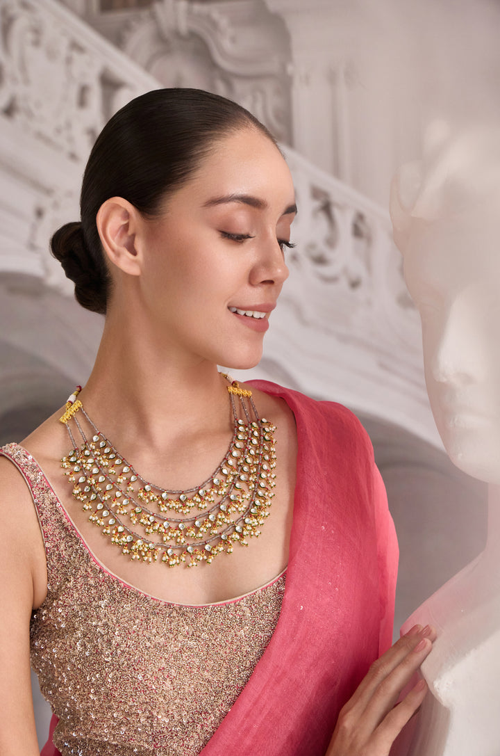Versha Grey Layered Kundan Necklace