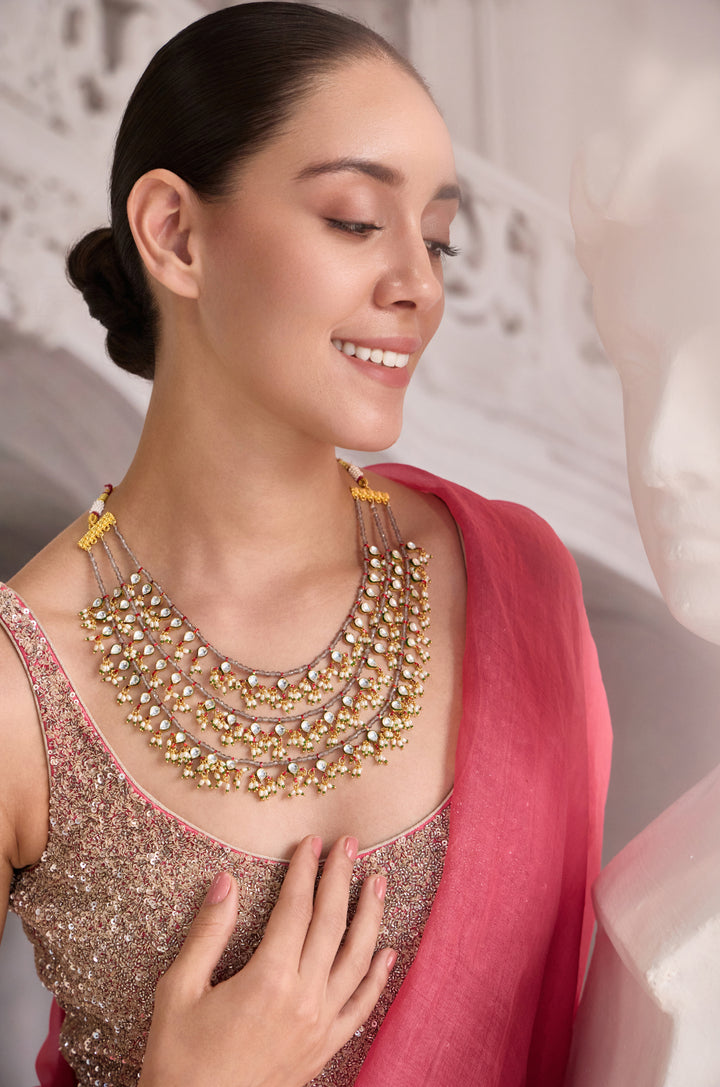 Versha Grey Layered Kundan Necklace