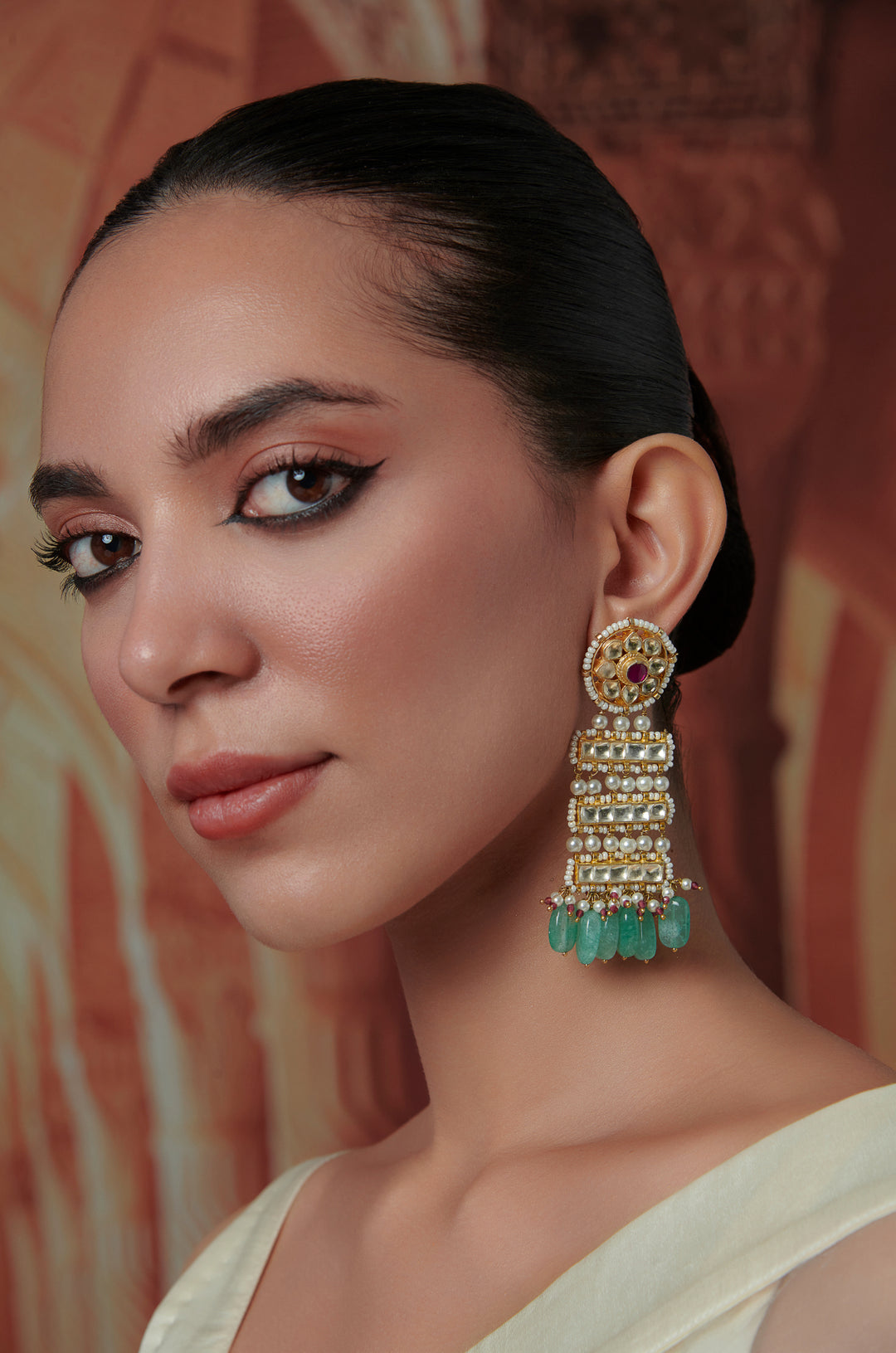 Jivisa Gold Kundan Earrings