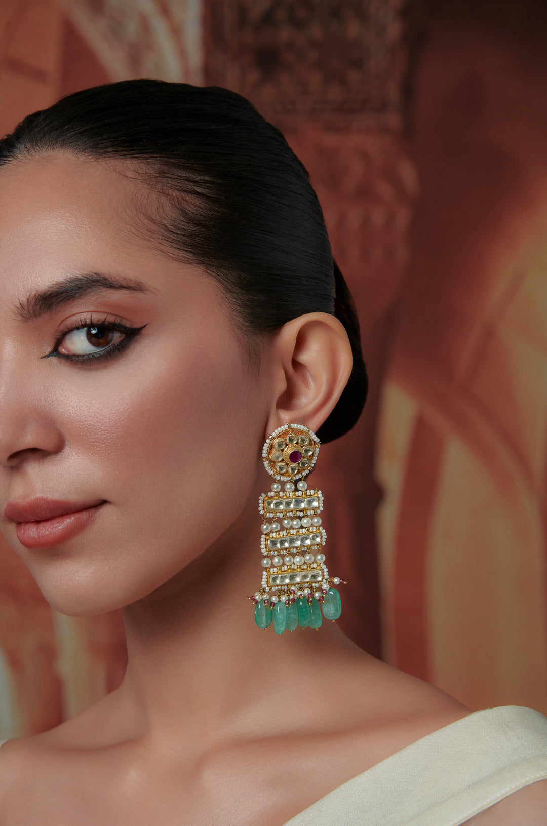Jivisa Gold Kundan Earrings