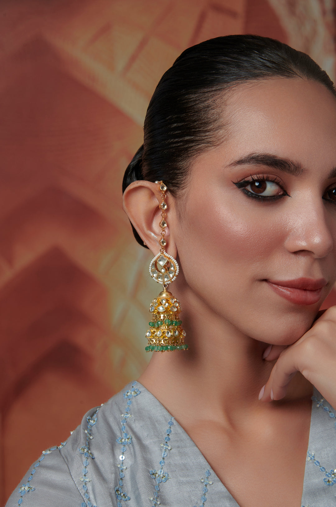 Yadavi Kundan Jhumka Earrings