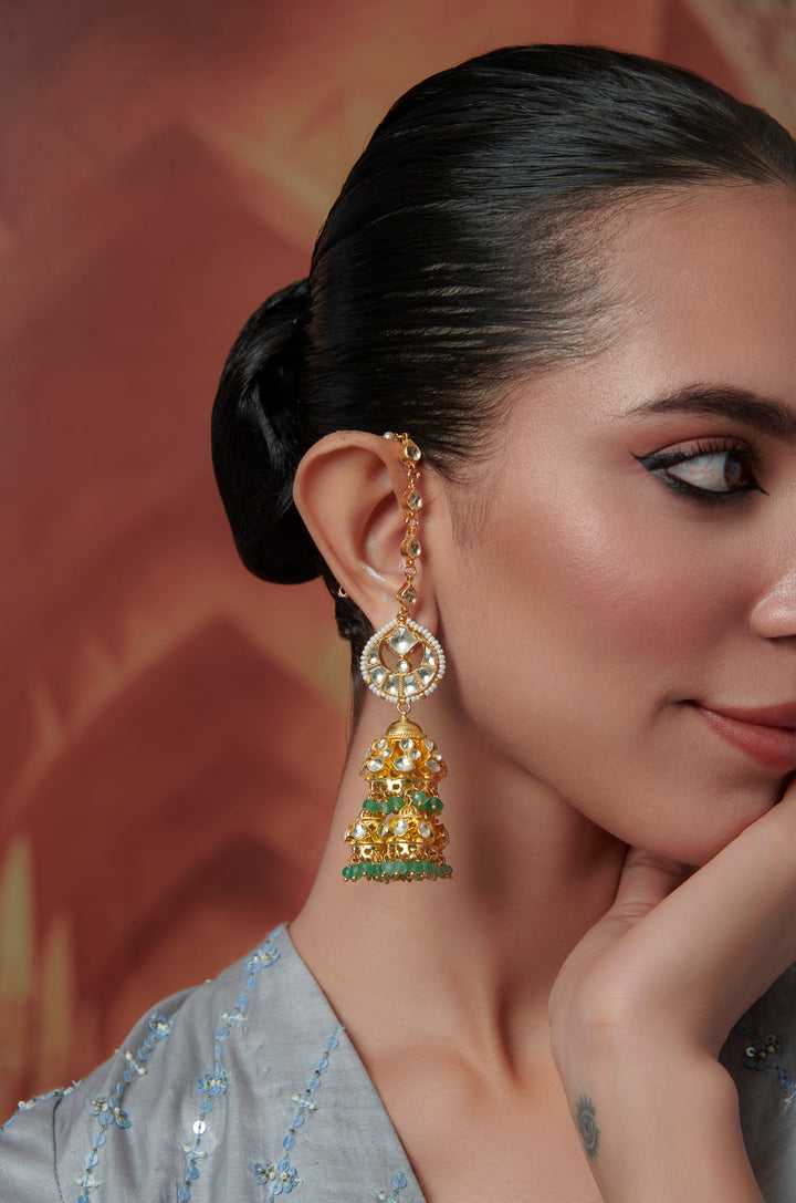 Yadavi Kundan Jhumka Earrings
