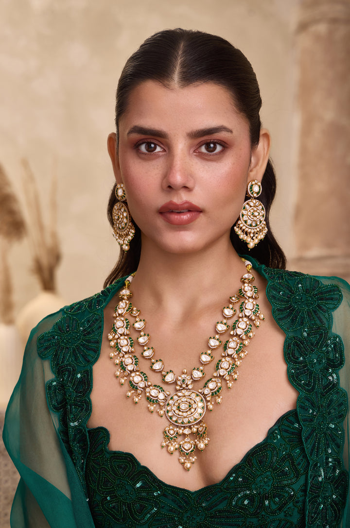 Pravya Green Polki Necklace Set