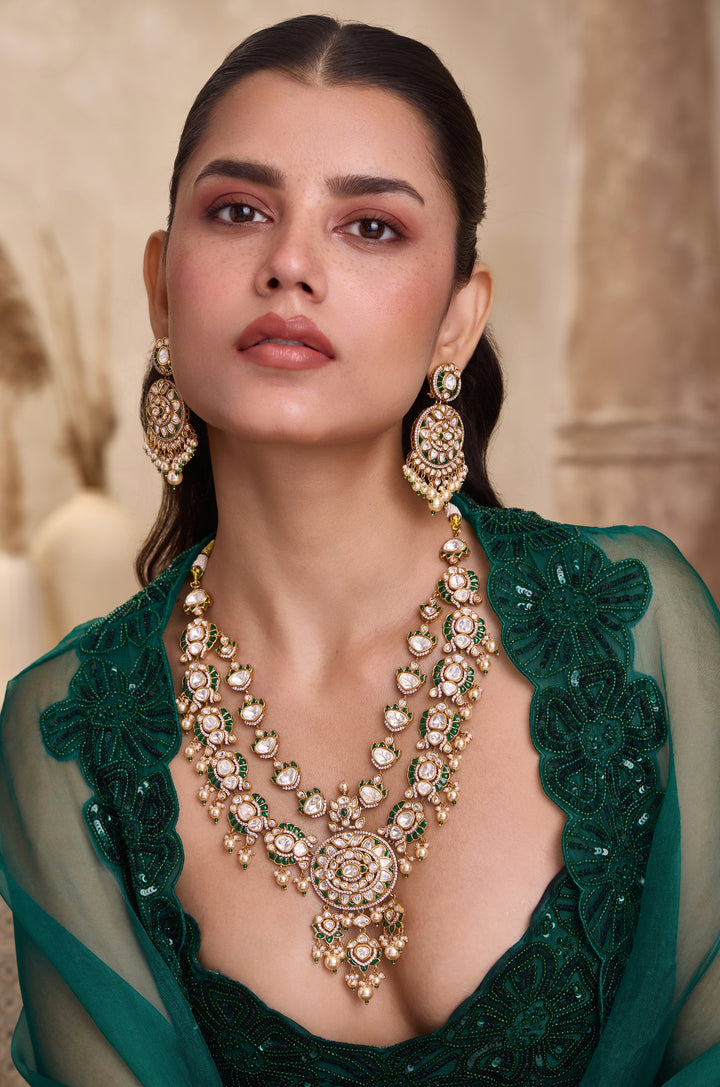 Pravya Green Polki Necklace Set