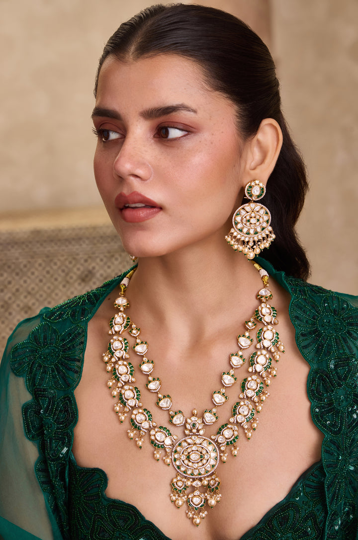 Pravya Green Polki Necklace Set