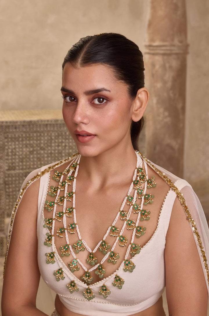 Mehrunisa Mint Kundan Teenlada Necklace