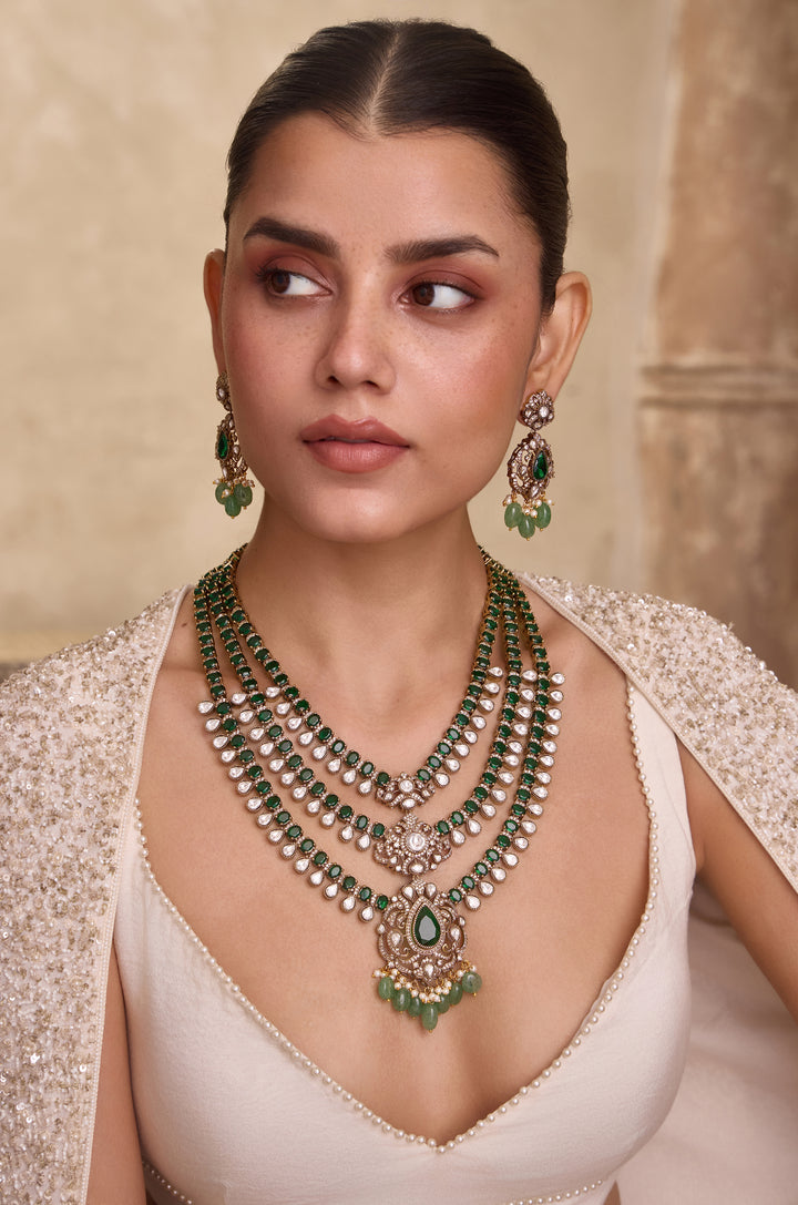 Shivaya Green Polki Necklace Set
