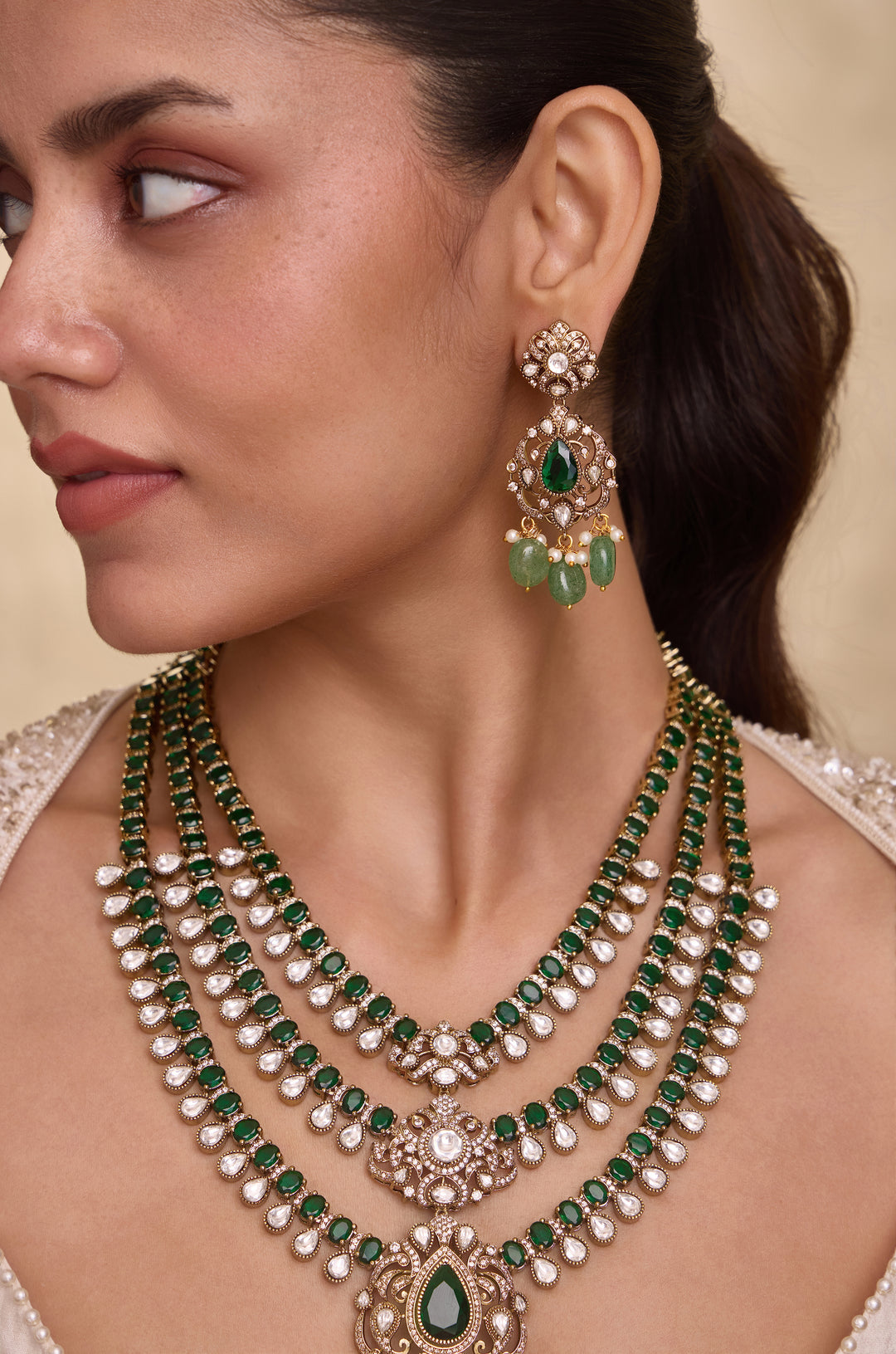 Shivaya Green Polki Necklace Set