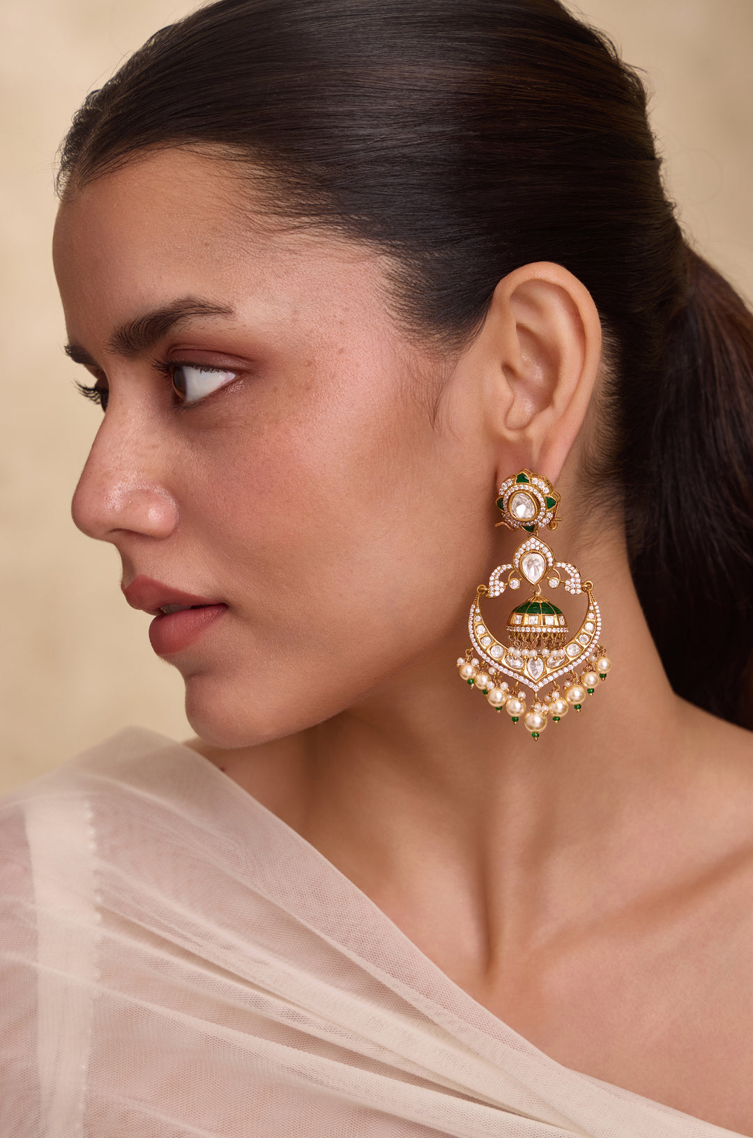 Iravya Green Polki Earrings