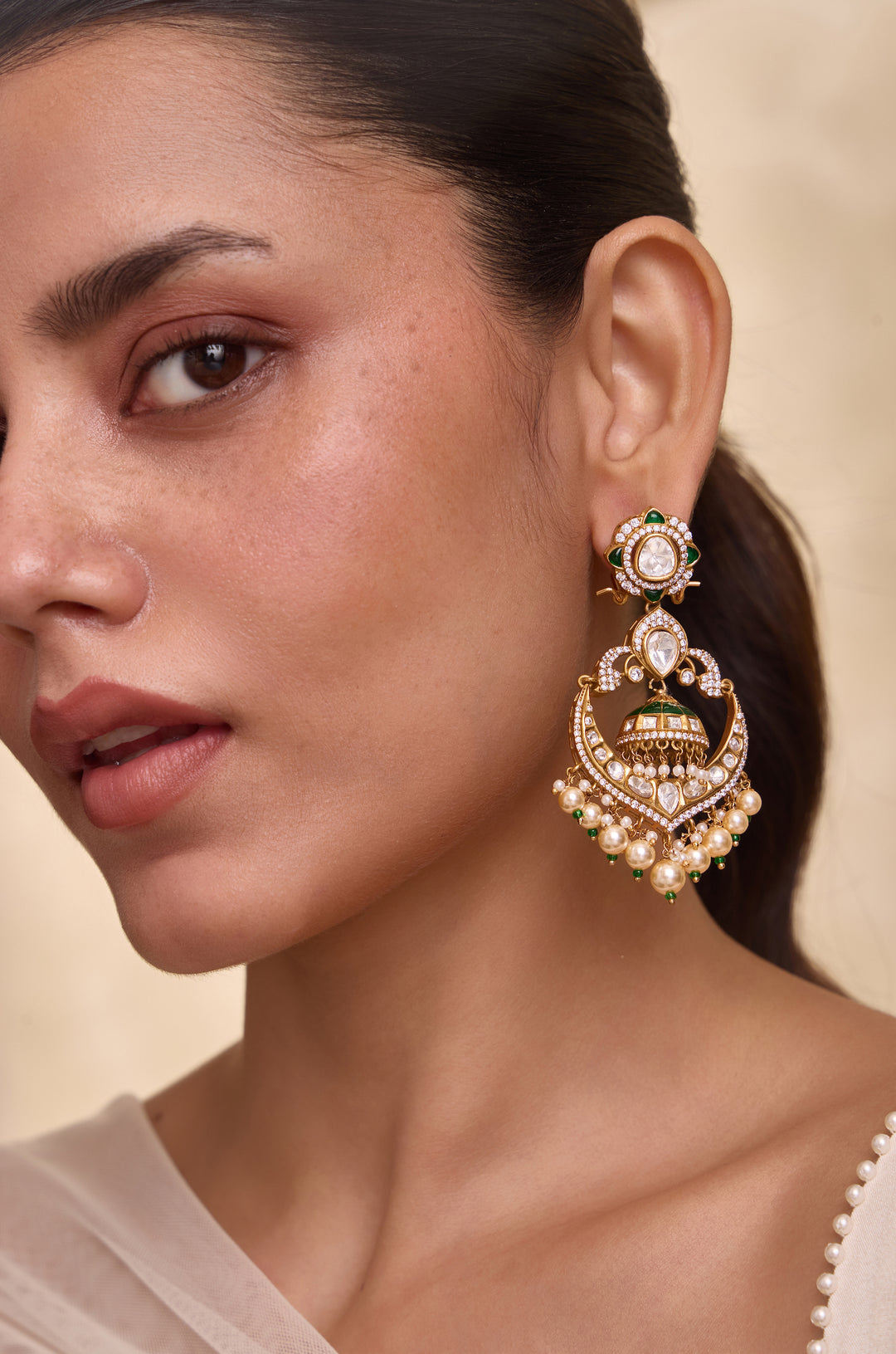 Iravya Green Polki Earrings